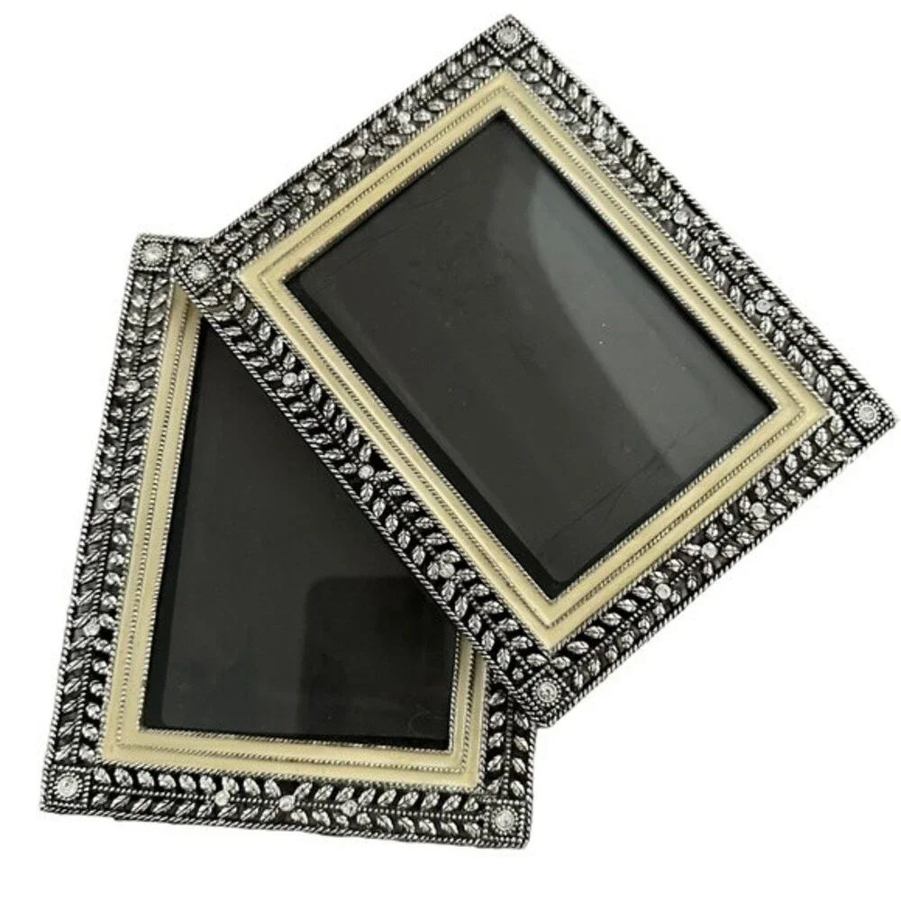 Metal Enamel Leaf Crystal‎ Frames Set of 2